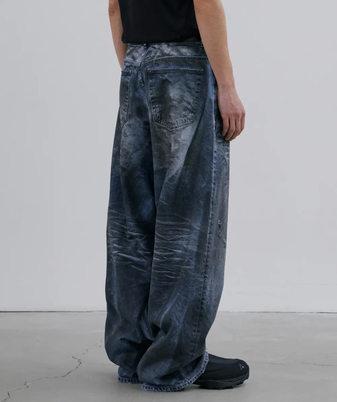 브랜디드 와이드 데님 청바지 34 상품이미지3