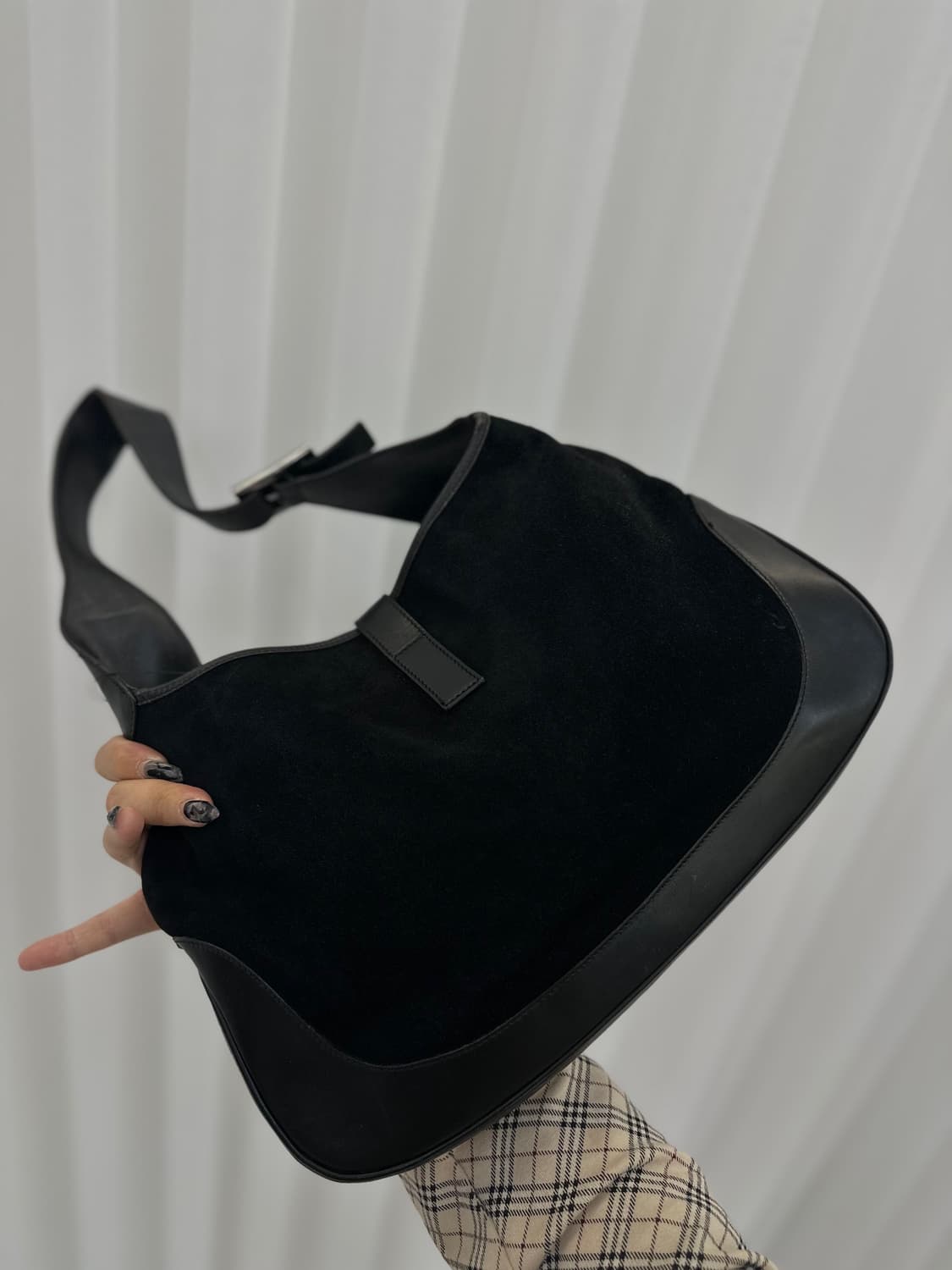 (빈티지) 구찌 스웨이드 블랙 재키백 상품이미지7