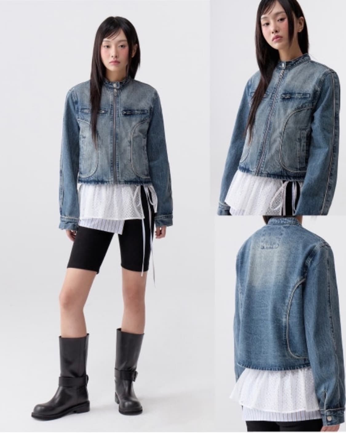 🏍코드그라피 크롭 데님 바이커자켓🏍 상품이미지4