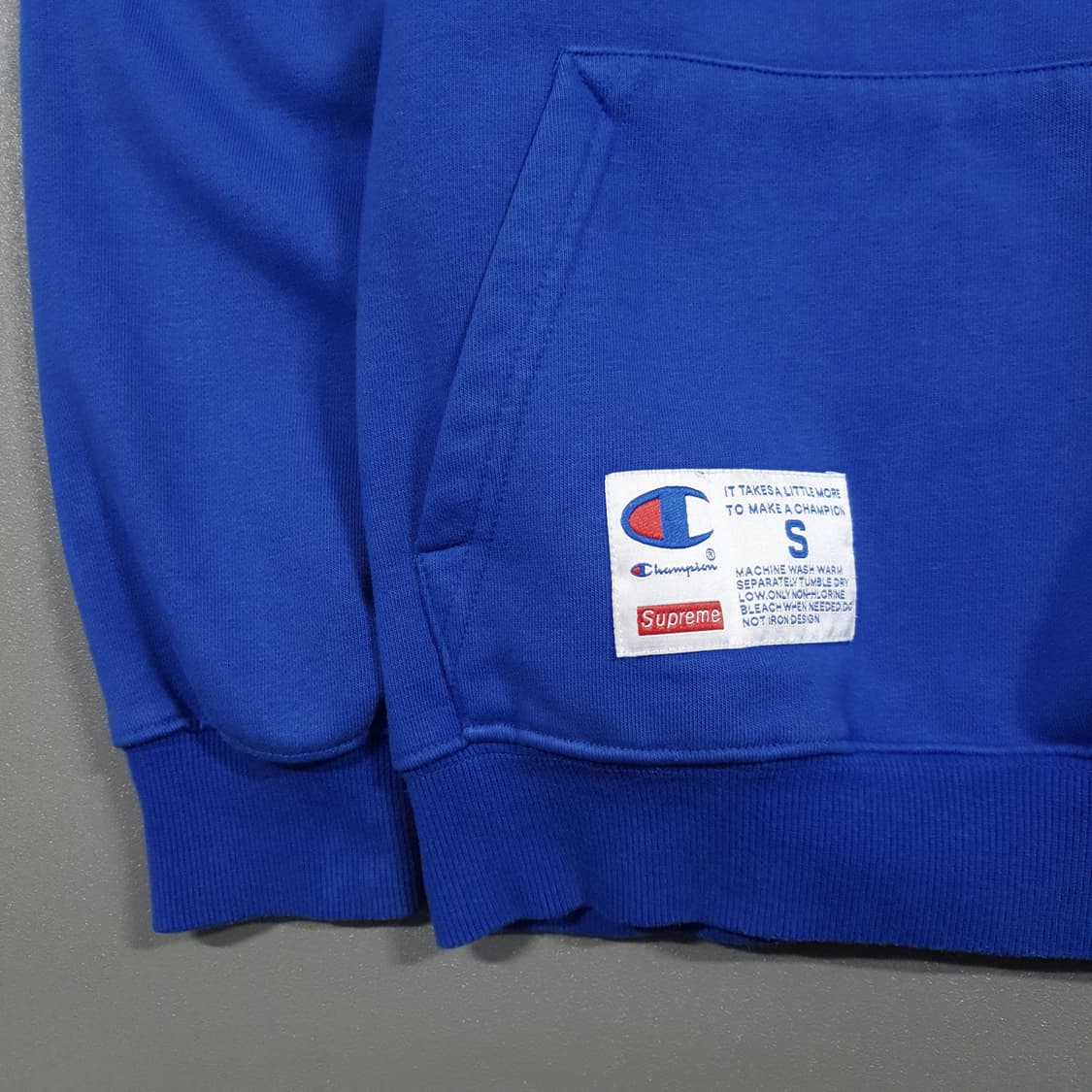 실측 M) 슈프림 X 챔피온 박스 로고 후드티 스웻셔츠 후디 블루 상품이미지3