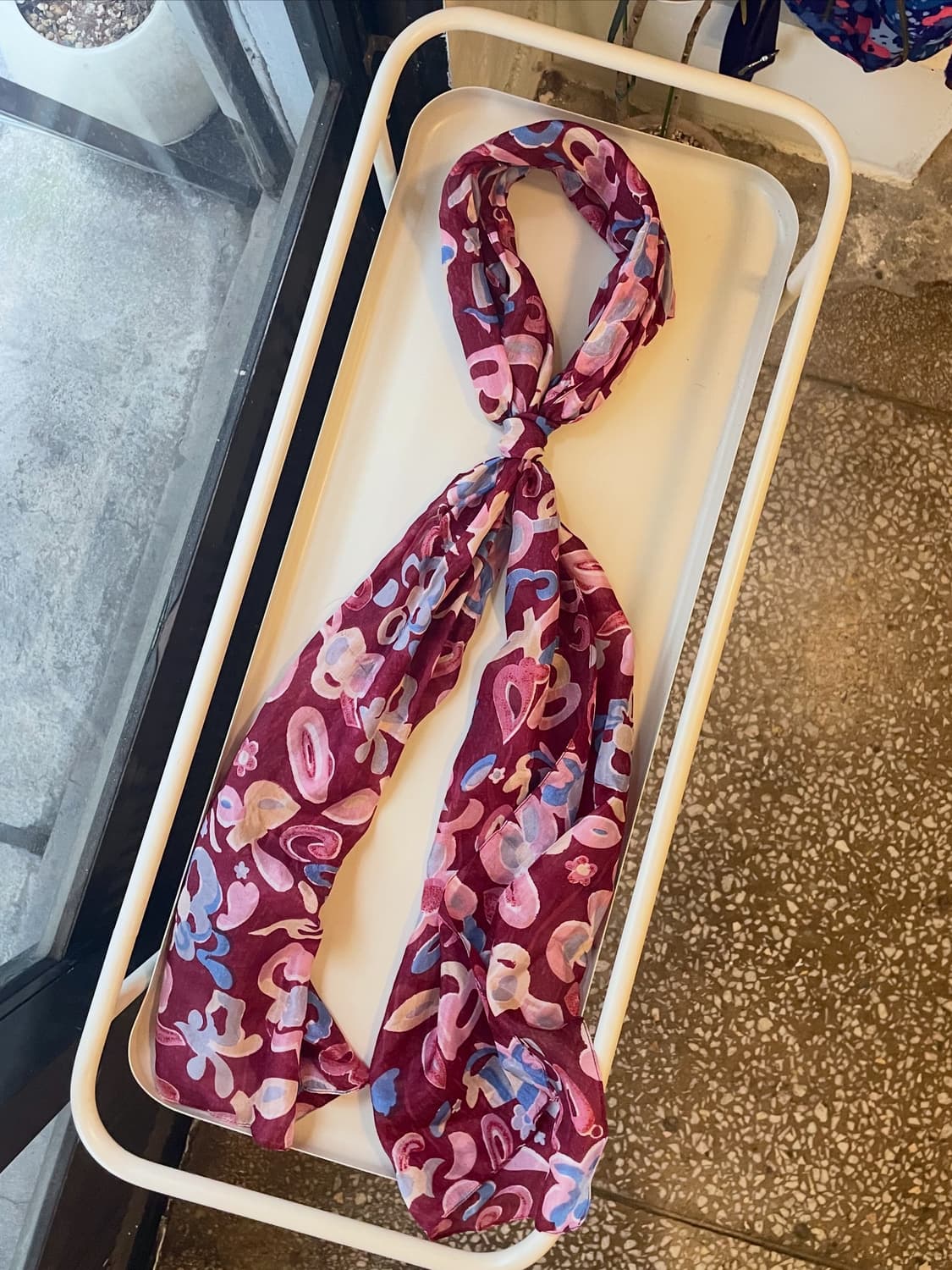 와인 플라워패턴 스카프 [무배] 상품이미지1