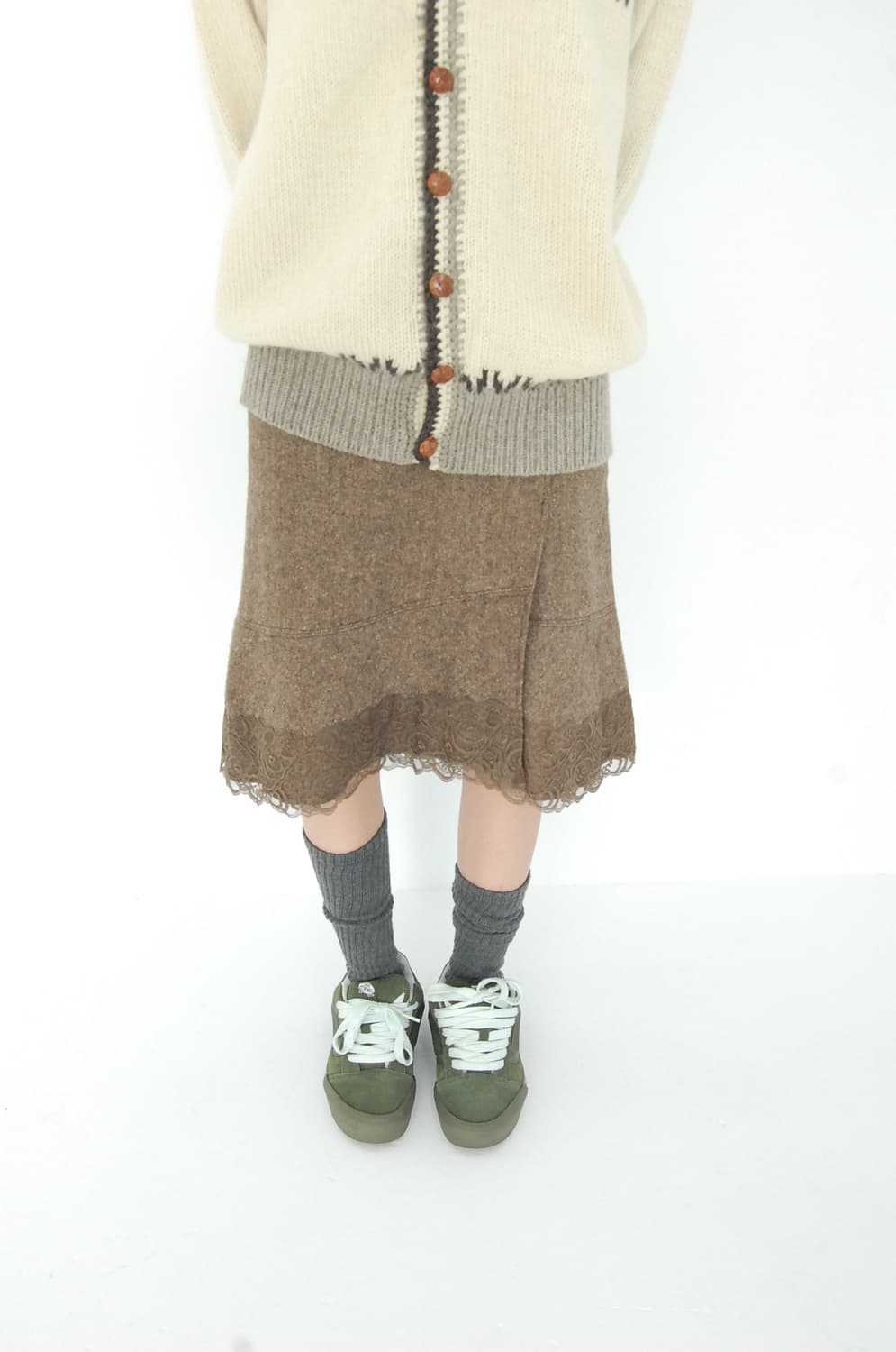 Wool slit lace skirt 상품이미지4