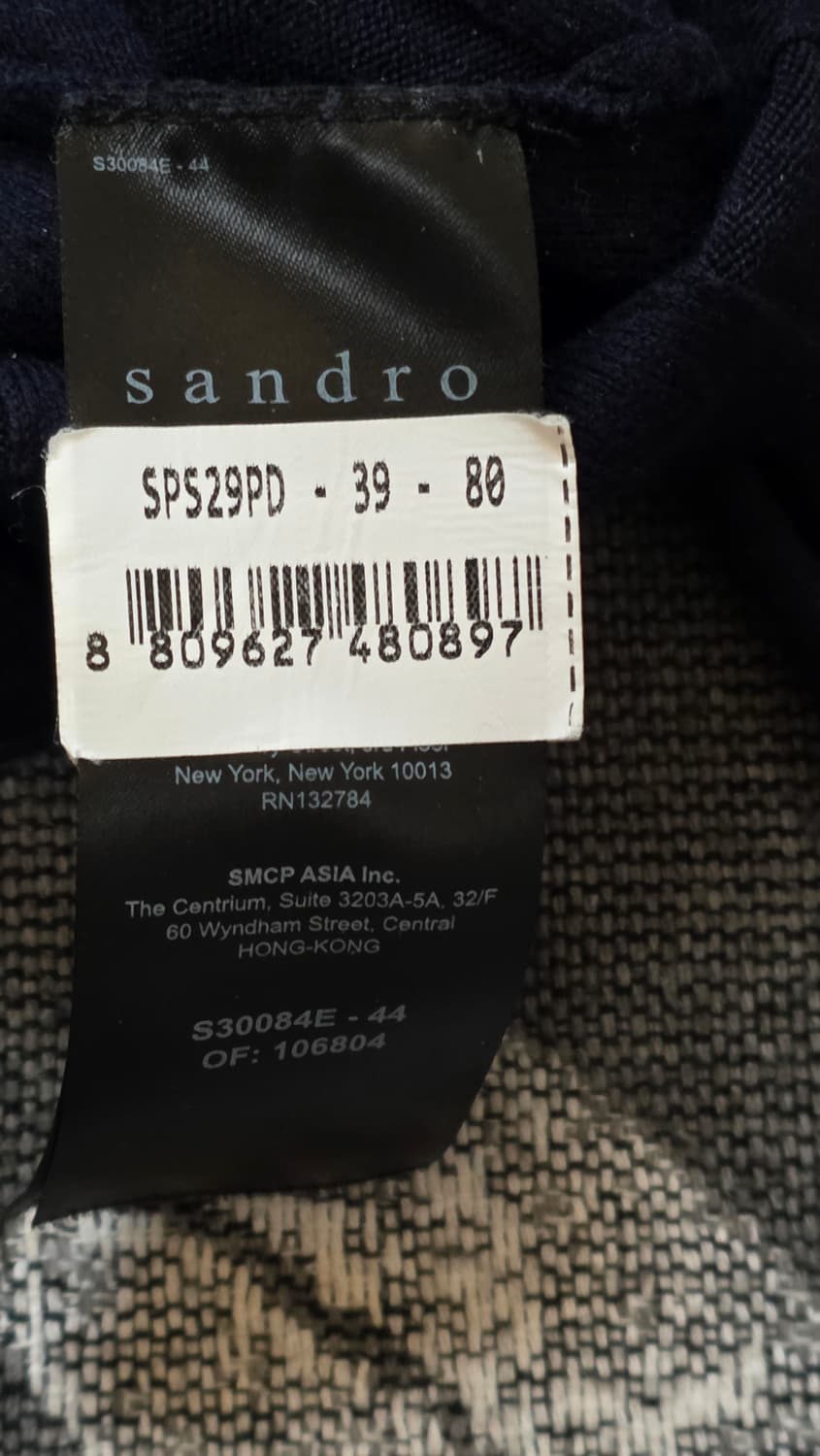 Sandro 산드로 브이넥 리브드 니트 55 (다크네이비) 상품이미지7