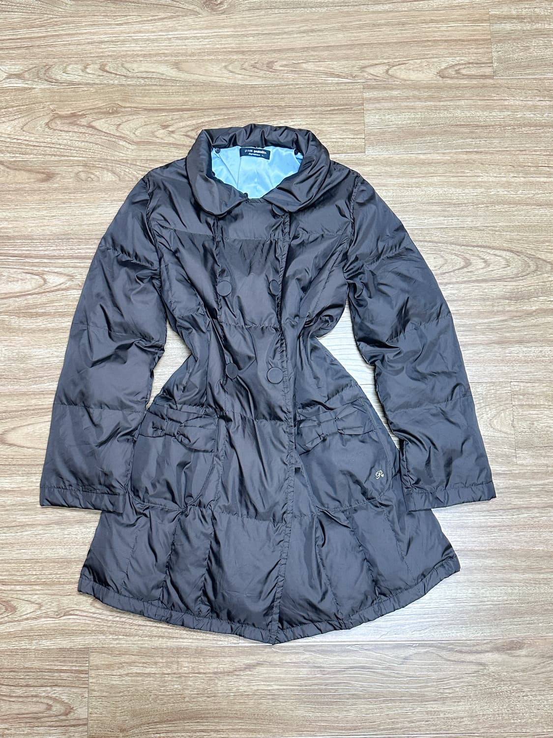 빈티지 브라운 민트 리본 패딩 코트 히메갸루 로걀 라떼 모리걸 헤이세이 상품이미지2