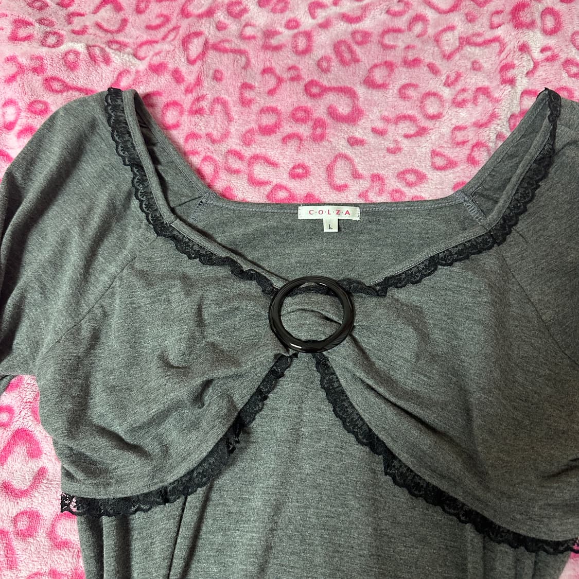 Colza 콜자 갸루 빈티지 리본 레이스 롱슬리브 원피스 탑 상품이미지2