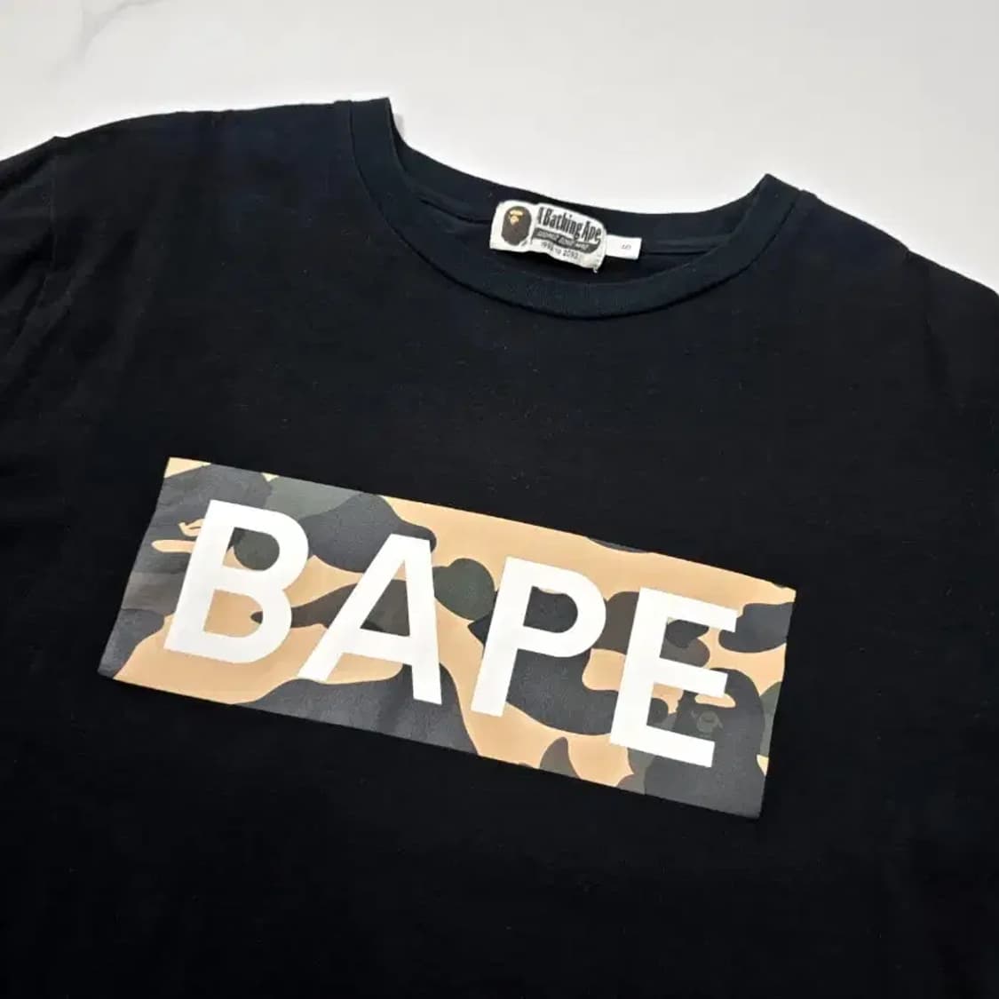 베이프 BAPE 카모 박스로고 크롭 반팔티 블랙 (55~66오버핏) 상품이미지6