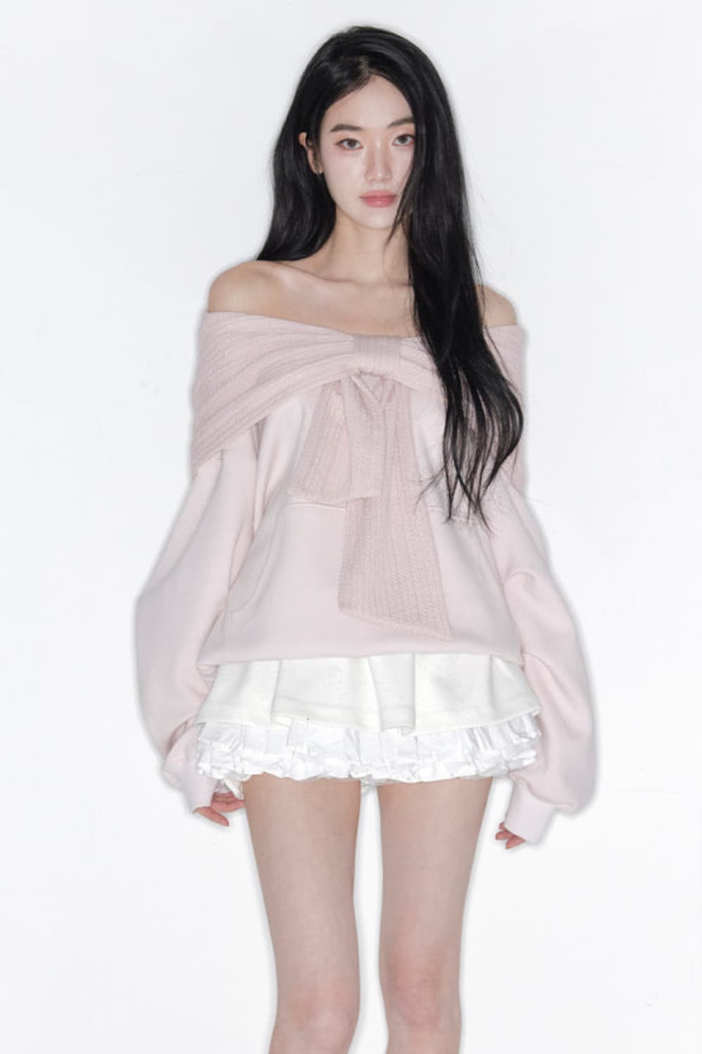 더티스 핑크 리본후드 맨투맨 하투하이안 전소미  상품이미지1