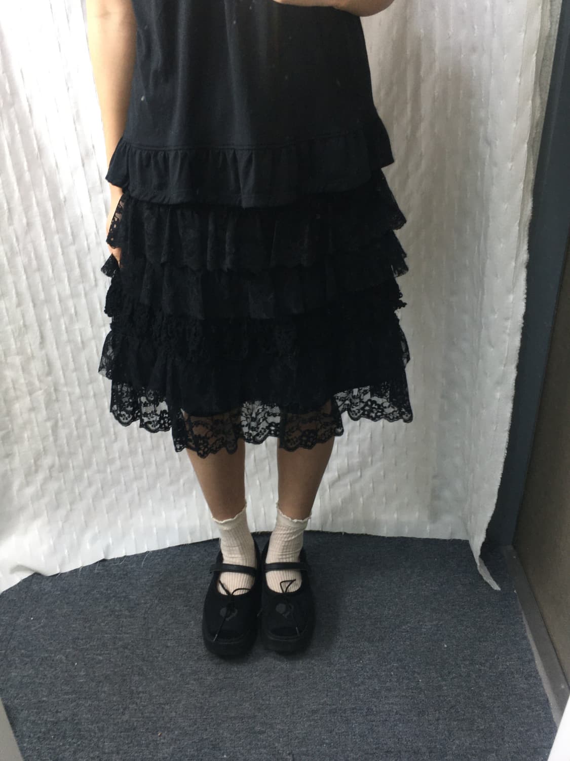 블랙 레이스 미디 스커트  상품이미지8