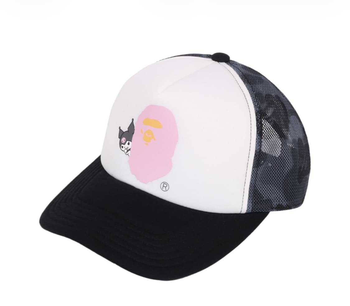 판매) 베이프 산리오 ABC 카모 메쉬 캡 블랙 쿠로미 상품이미지1