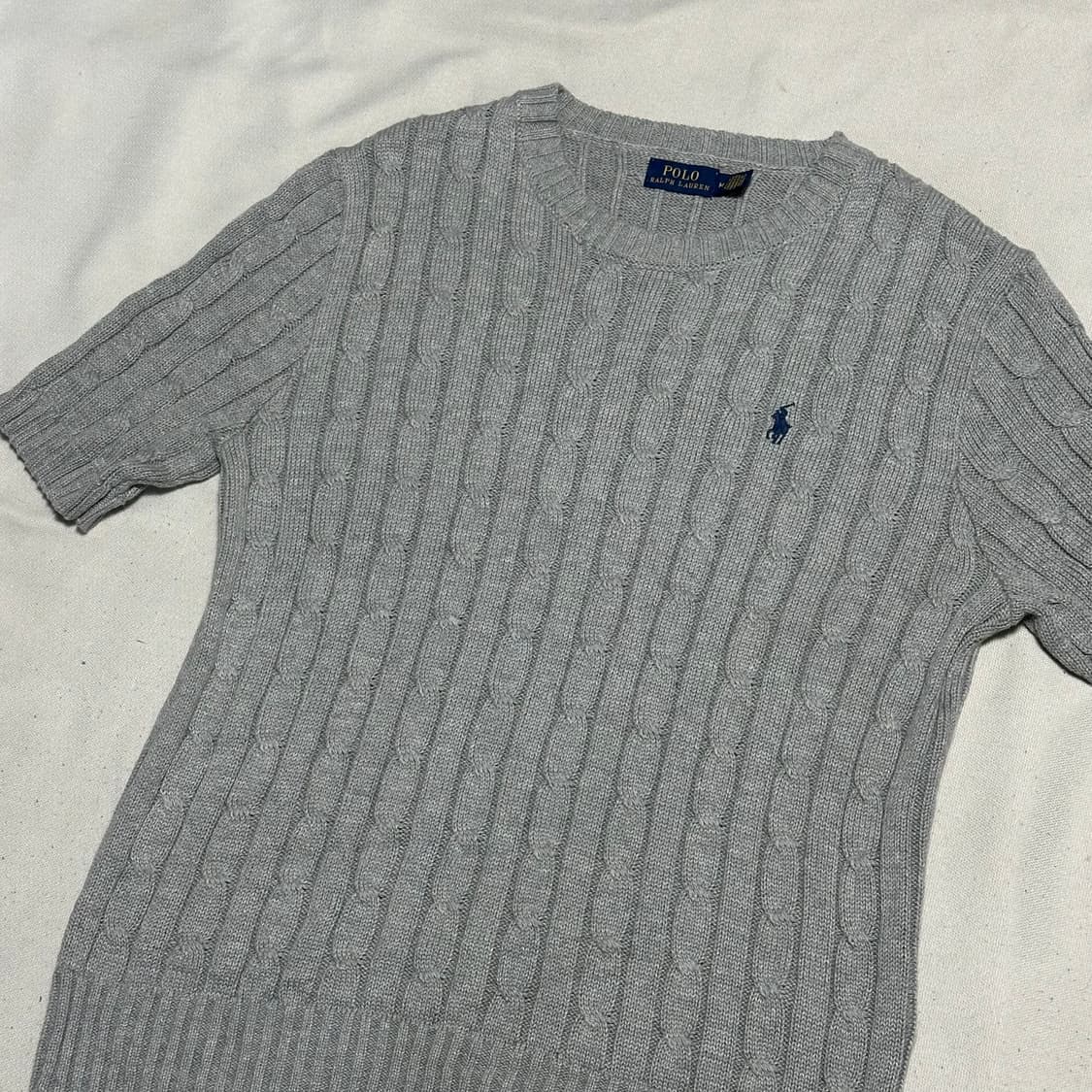 M 폴로랄프로렌 그레이 케이블 반팔 니트 상품이미지1