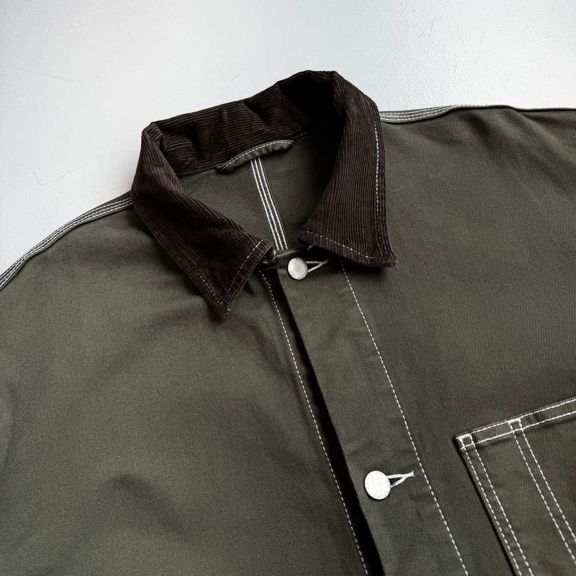 GU 제팬 코듀로이 카라 워크자켓 카키 상품이미지4