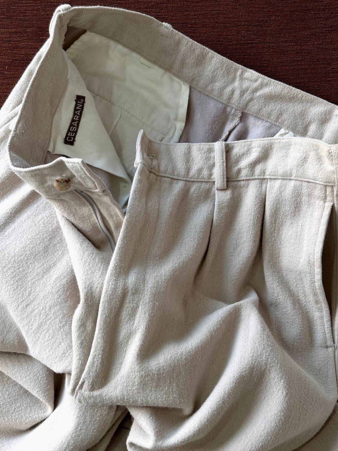 Brushed wool cotton two tuck wide pants 상품이미지2