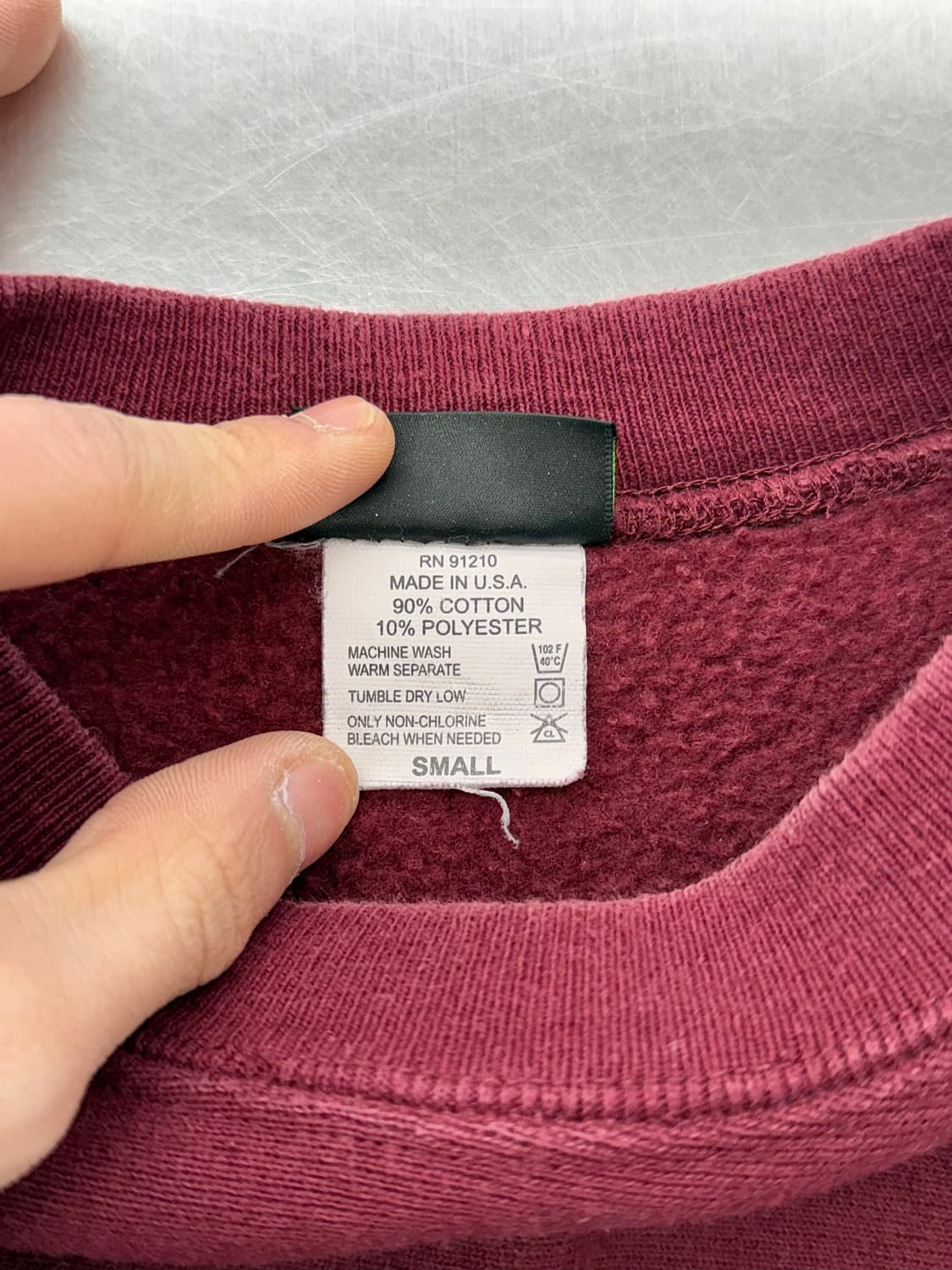 캠버 버건디 워시드 헤비 크루넥 스웨트 셔츠 상품이미지8