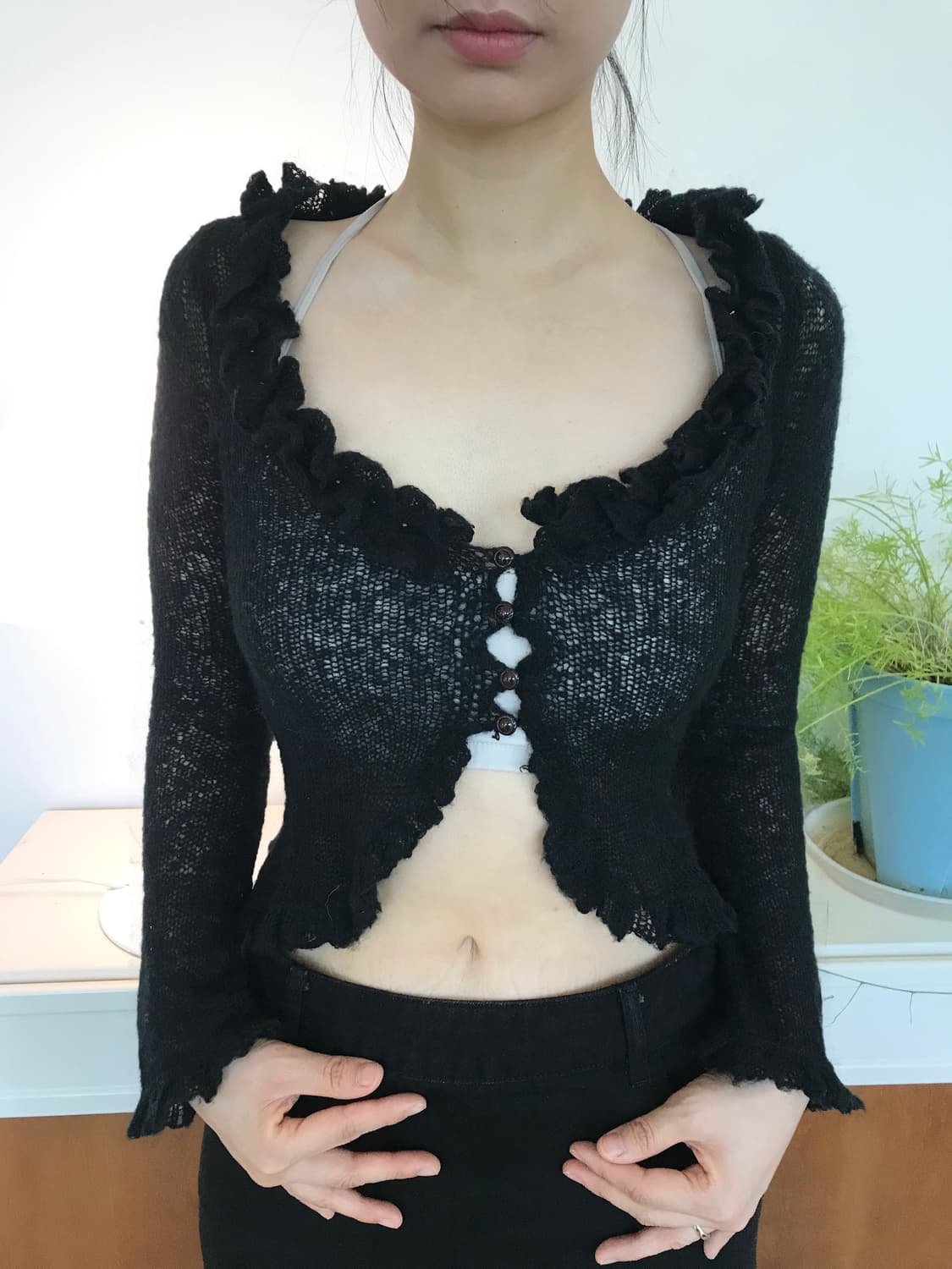 vintage black button cardigan 상품이미지1