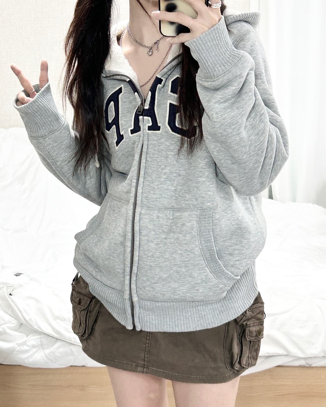 갭 빅로고 양털 후드집업 상품이미지3