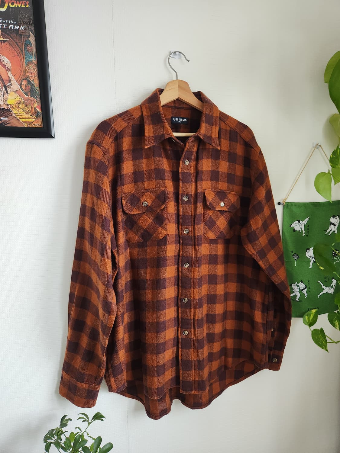 90s 올드 유니클로 럼버잭 체크 플란넬 셔츠 상품이미지1