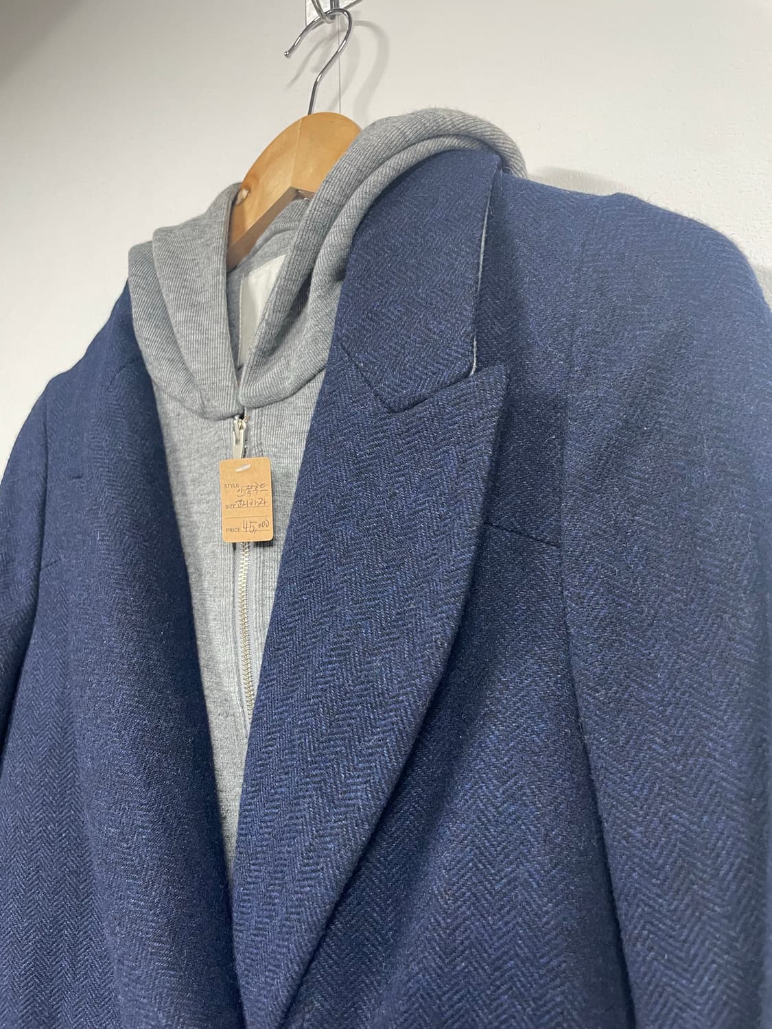 Leshop 후드 네이비 코트 상품이미지2