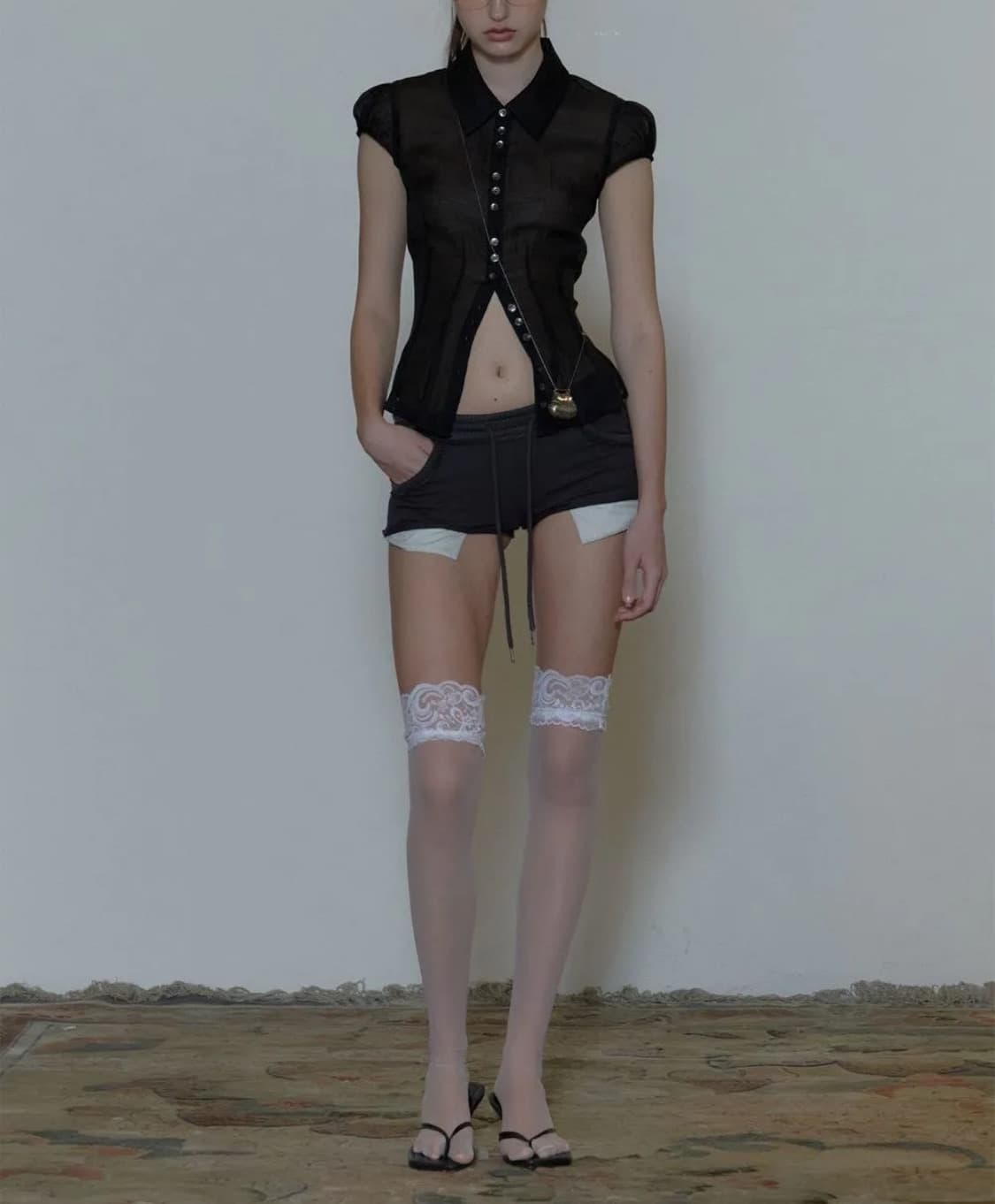 Sculptor 스컬프터 시어 블라우스 black M 상품이미지2