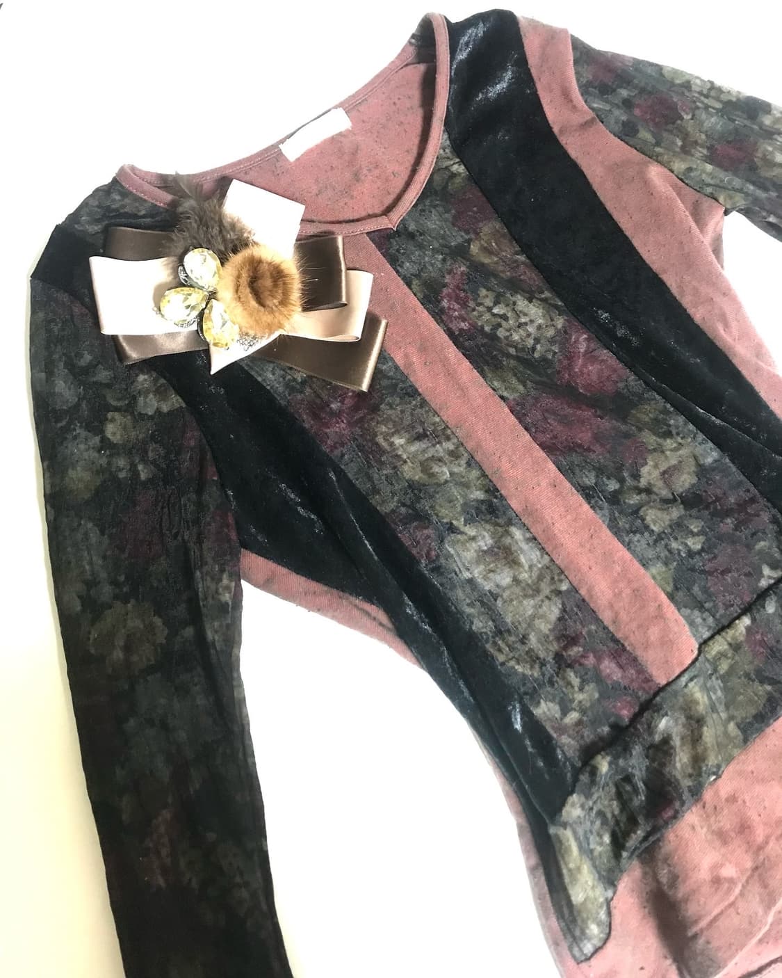 Oriental see-through velvet mix top set 상품이미지4