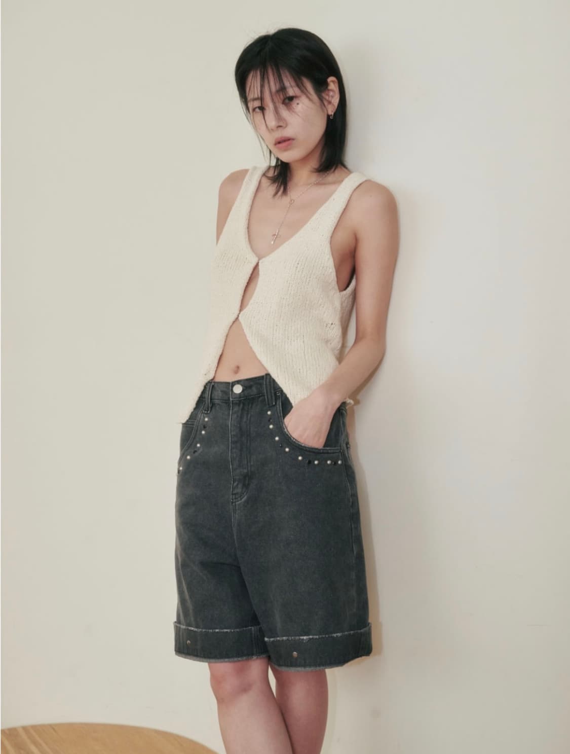 플리즈프로젝트 스터드 데님 딥그레이 상품이미지2