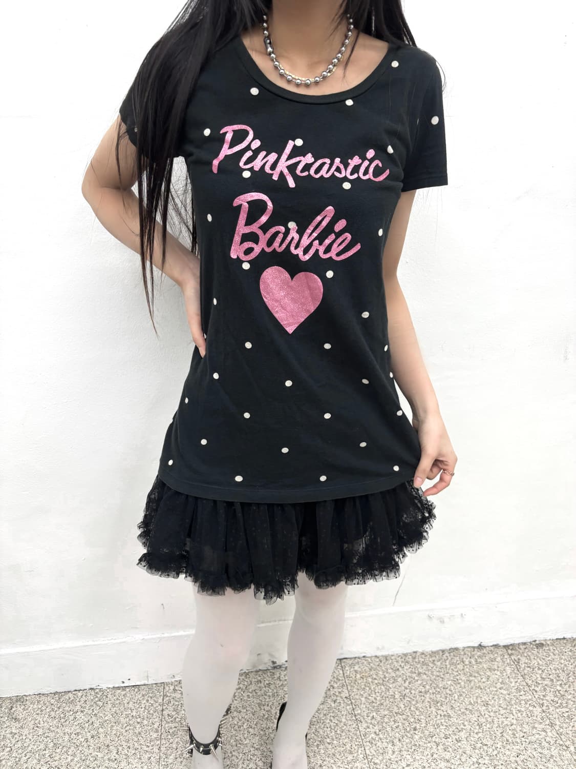Dot detail slim fit top 상품이미지1