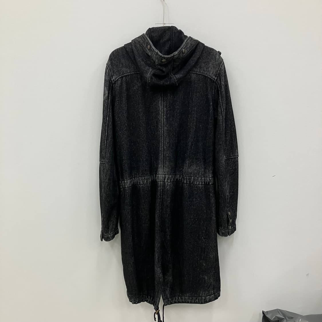 VTG 빈티지 블랙 데님 후드 롱코트 상품이미지2