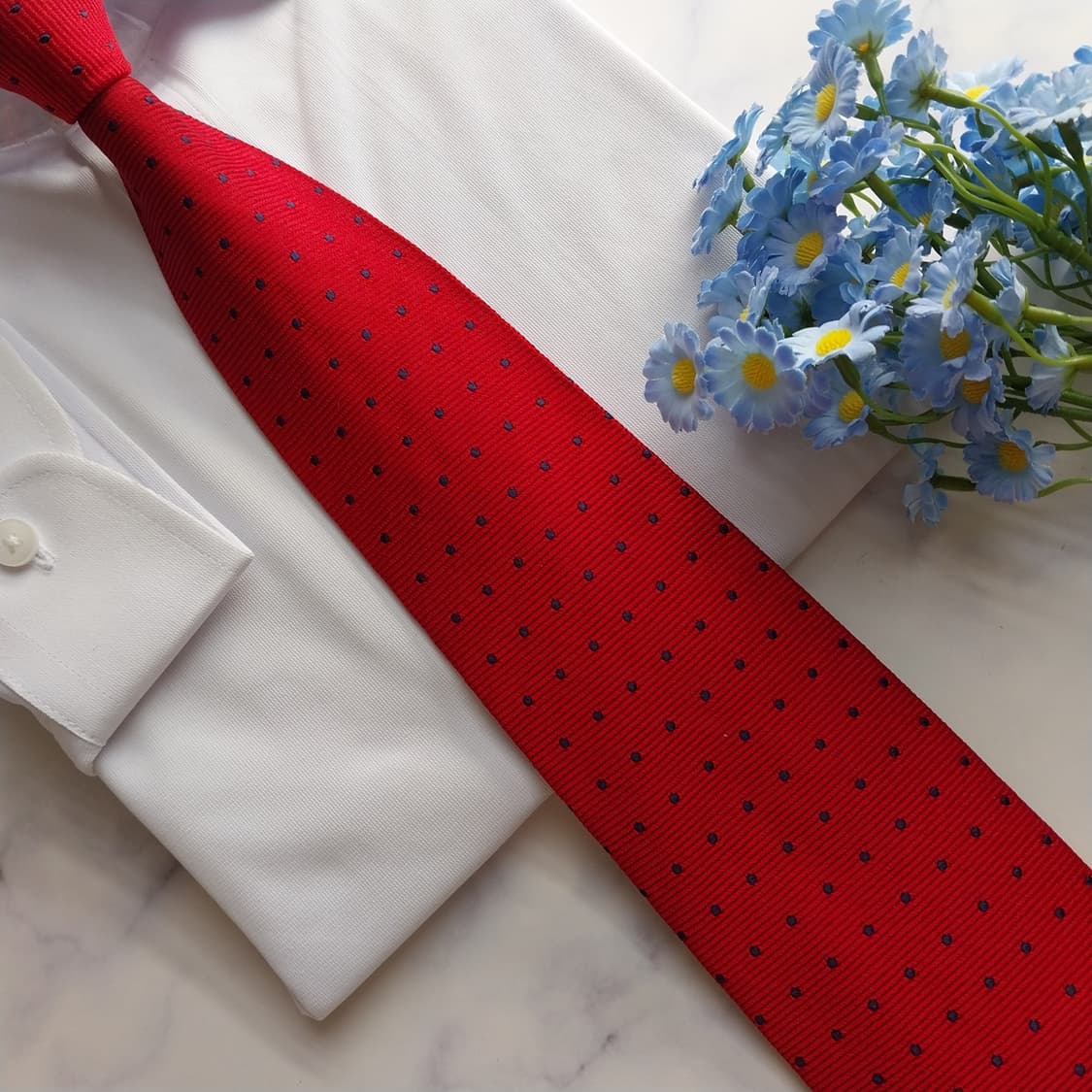 프란지 실크 레드 도트 패턴 넥타이 9.3cm A+등급 K1908
 상품이미지7
