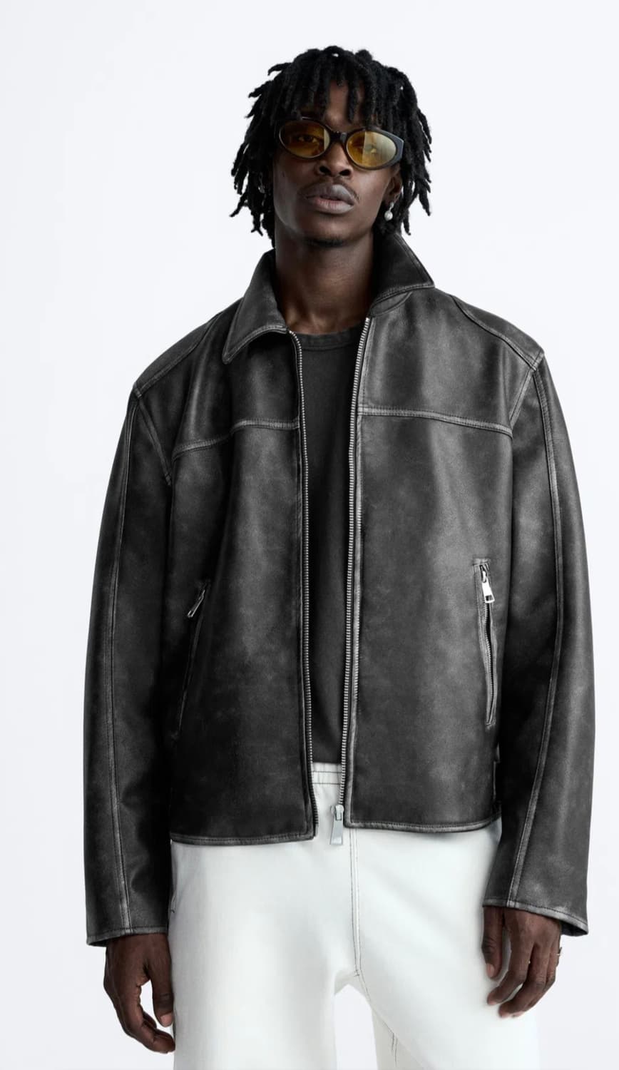 zara 자라 워싱 레더 가죽자켓  XL 사이즈 상품이미지1