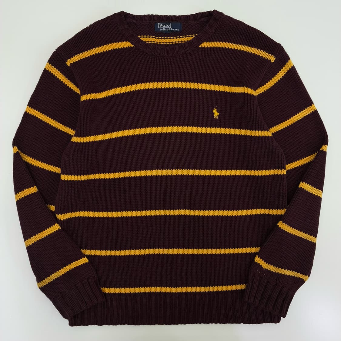 Polo  폴로 랄프로렌 자수 버건디 코튼 스트라이프니트 상품이미지1