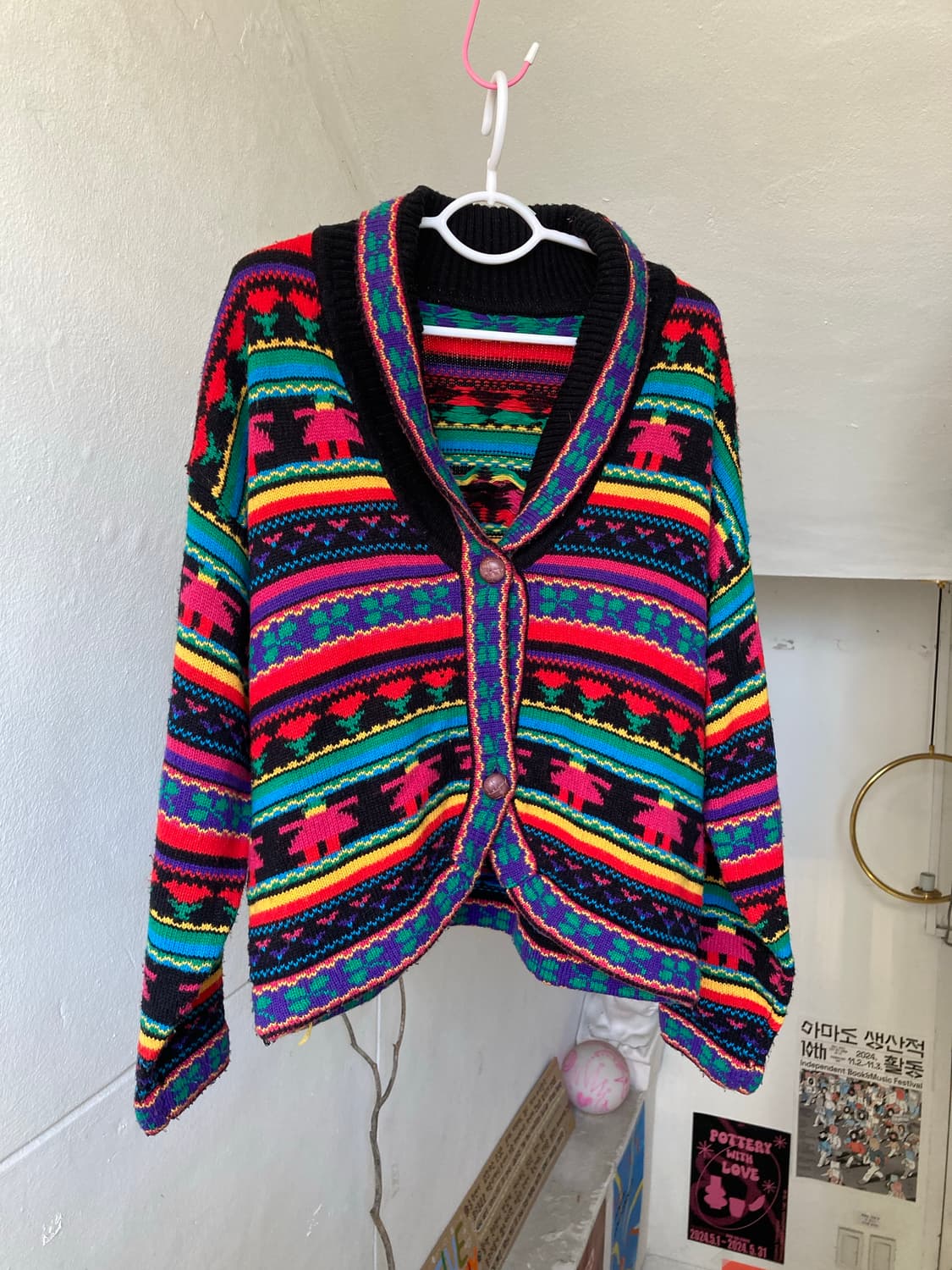 멕시코st 투버튼 패턴 가디건 상품이미지1