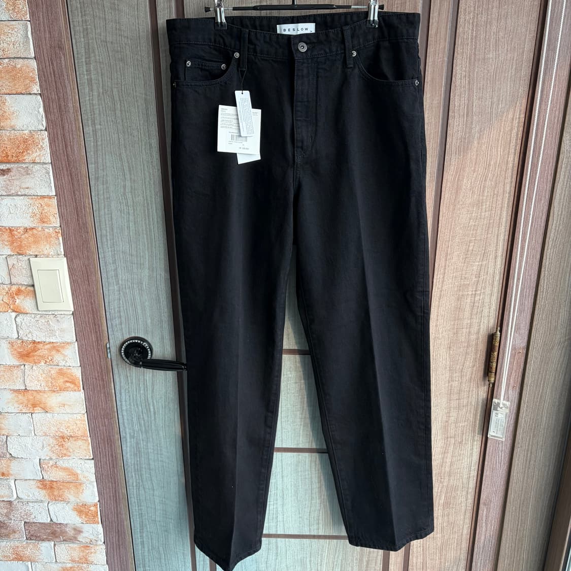 [새상품]비슬로우 콘밀 데님 스트레이트 셋업 블랙 L XL 상품이미지3