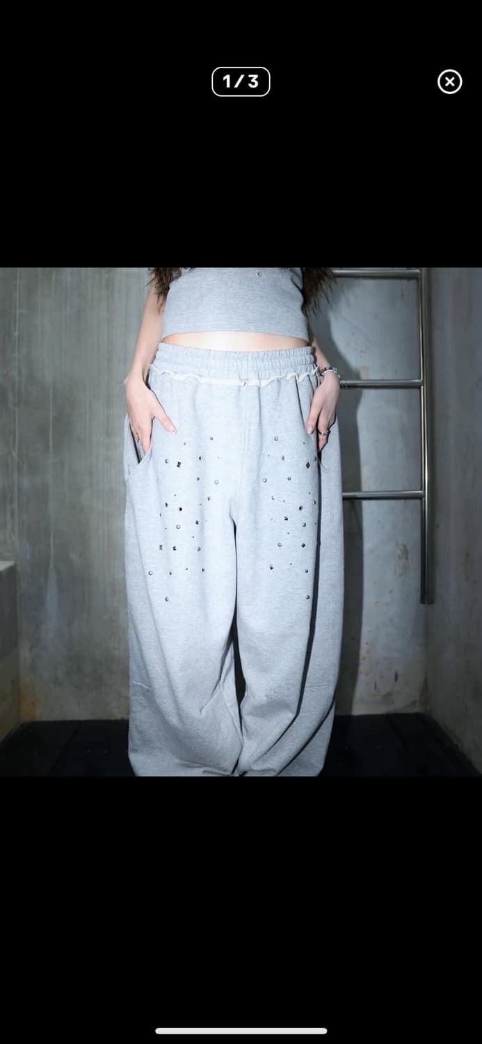 (새상품) Aldiyouu 알디유 스터드 팬츠 그레이 상품이미지1