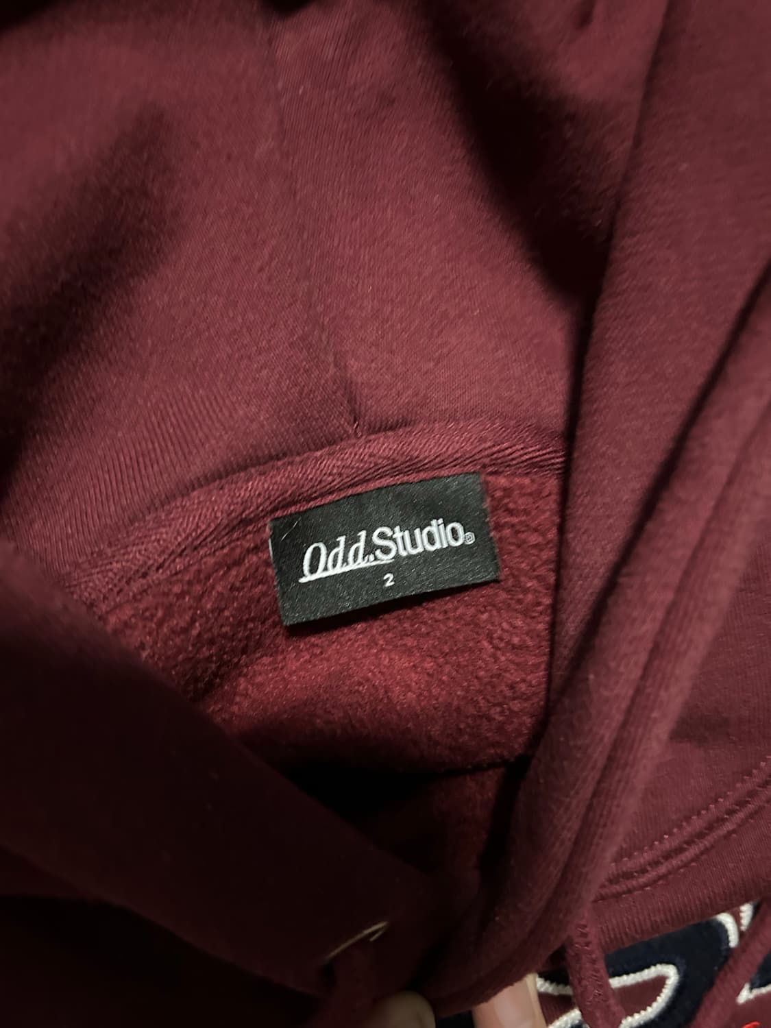 오드 스튜디오 버건디 후드티 상품이미지2
