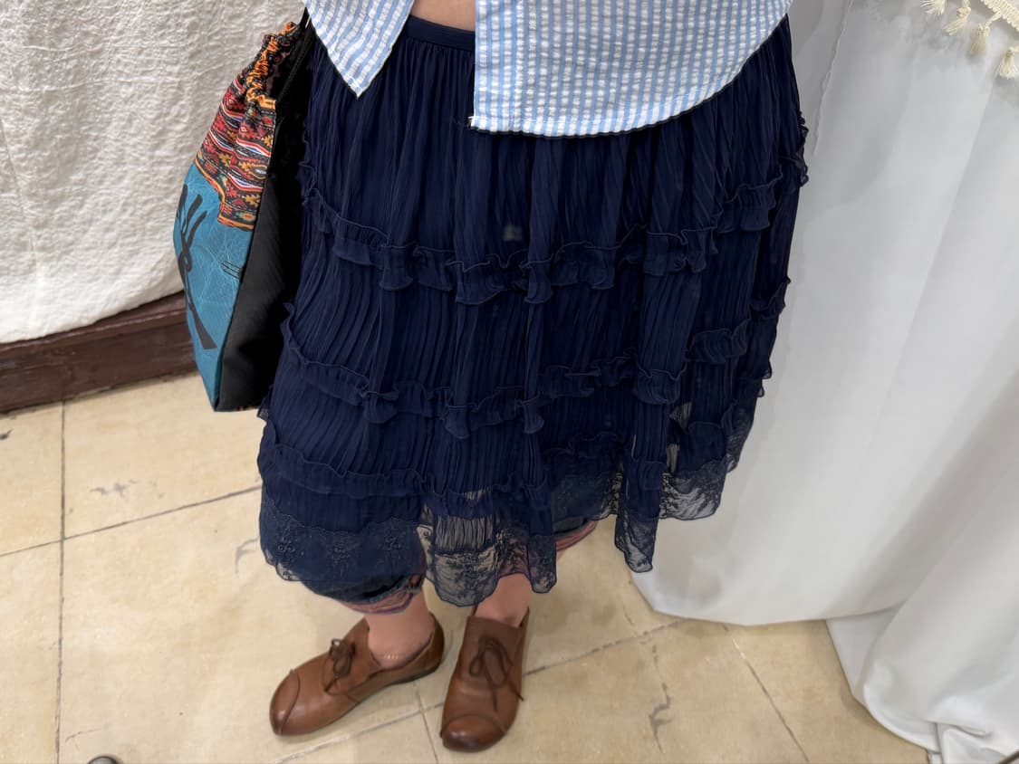 frill navy cancan midi skirt 상품이미지1