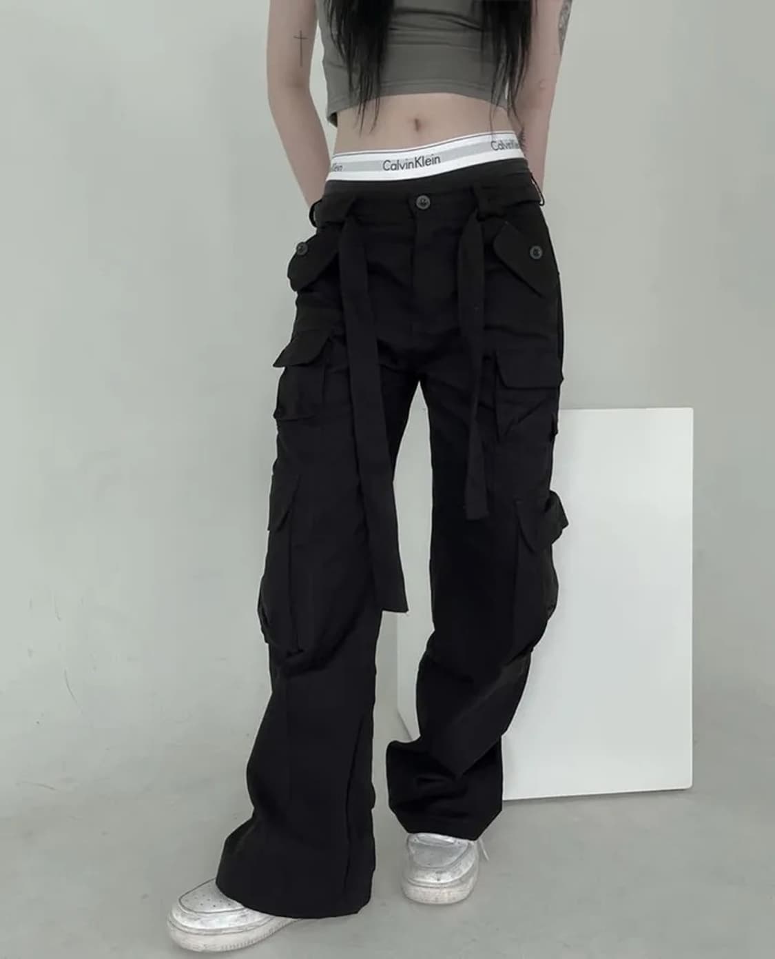 빈티지 블랙 카고 팬츠 바지 상품이미지3