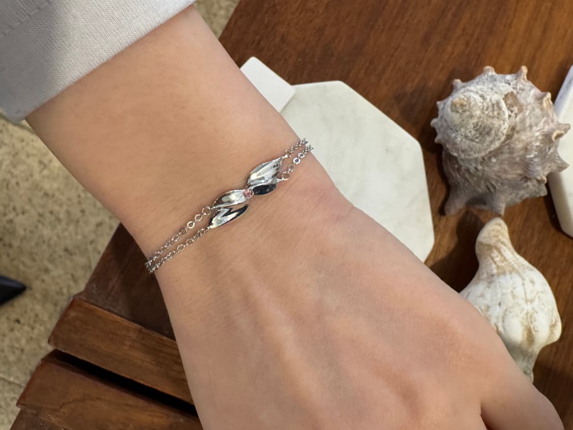 courreges 꾸레쥬 실버 리본 브레이슬릿 팔찌 상품이미지5