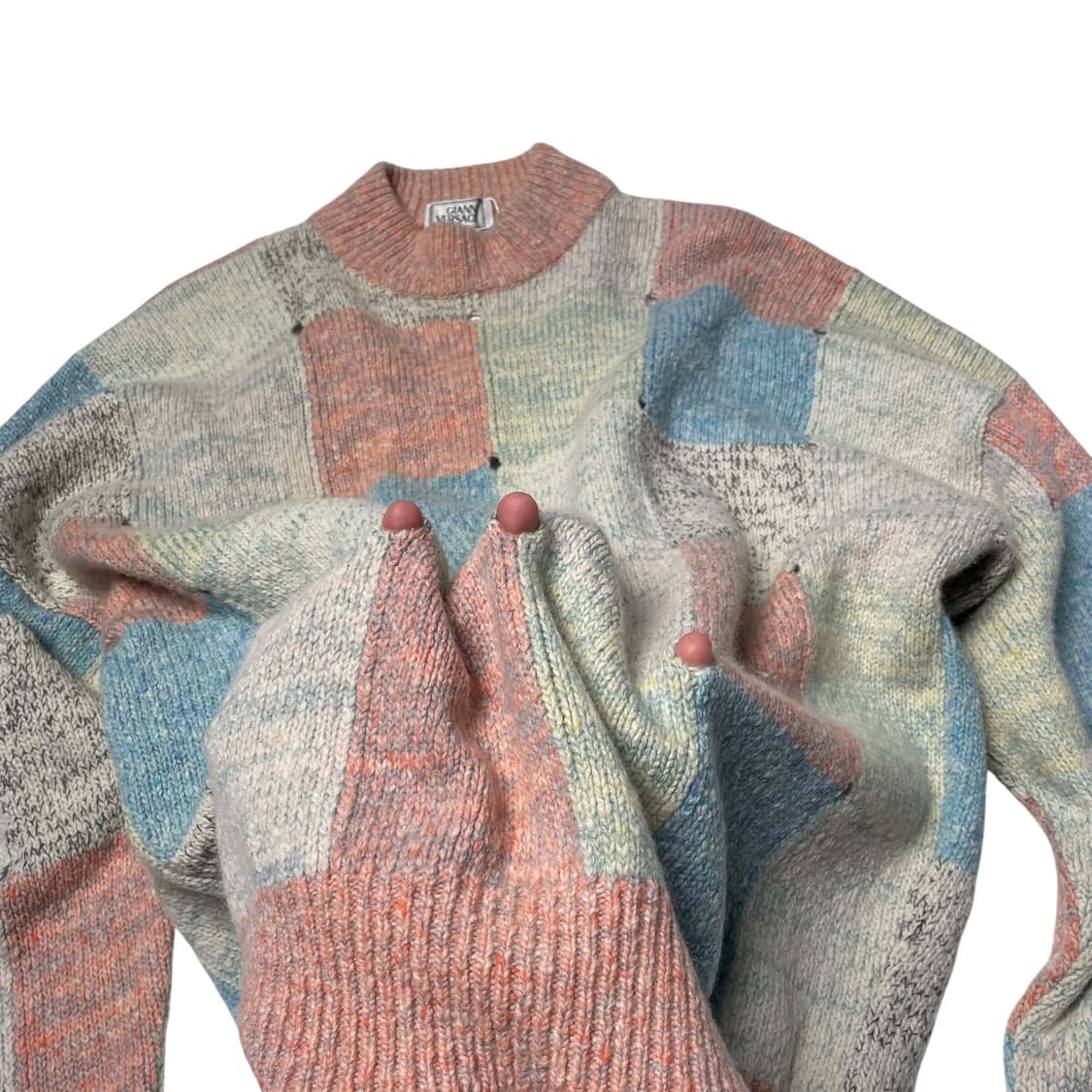 80's 지아니 베르사체 구멍 디테일 파스텔 블럭 니 상품이미지4