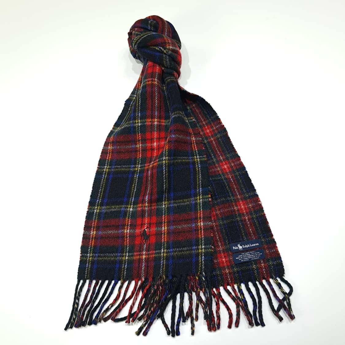 MX596 폴로 90s 이태리판 램스울 타탄체크 레드 머플러 목도리 상품이미지2
