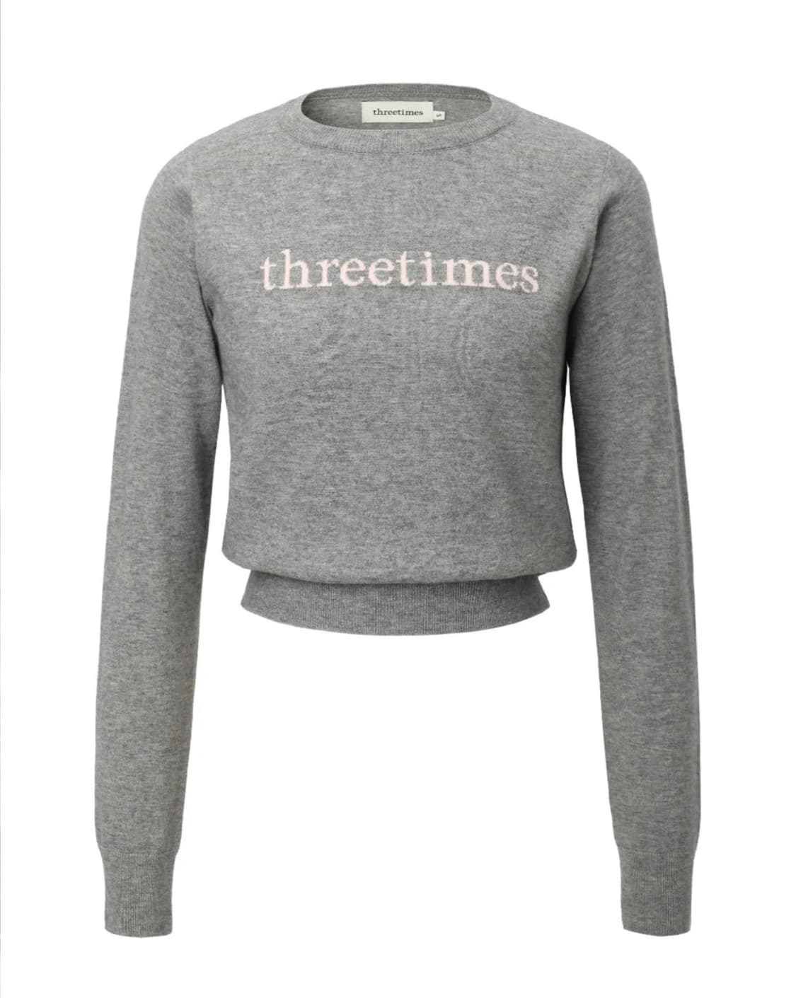 [S] 쓰리타임즈 클래식 핑크 로고 니트 그레이 상품이미지1