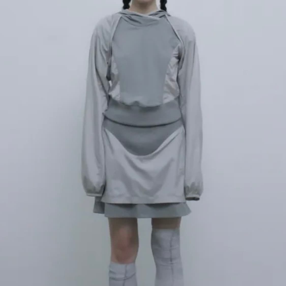 오호스 투웨이 후디 볼레로 셋업 - 카키 상품이미지1