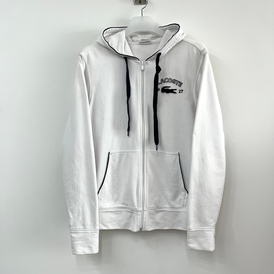 라코스테 자수로고 화이트 베이직 후드집업 상품이미지3