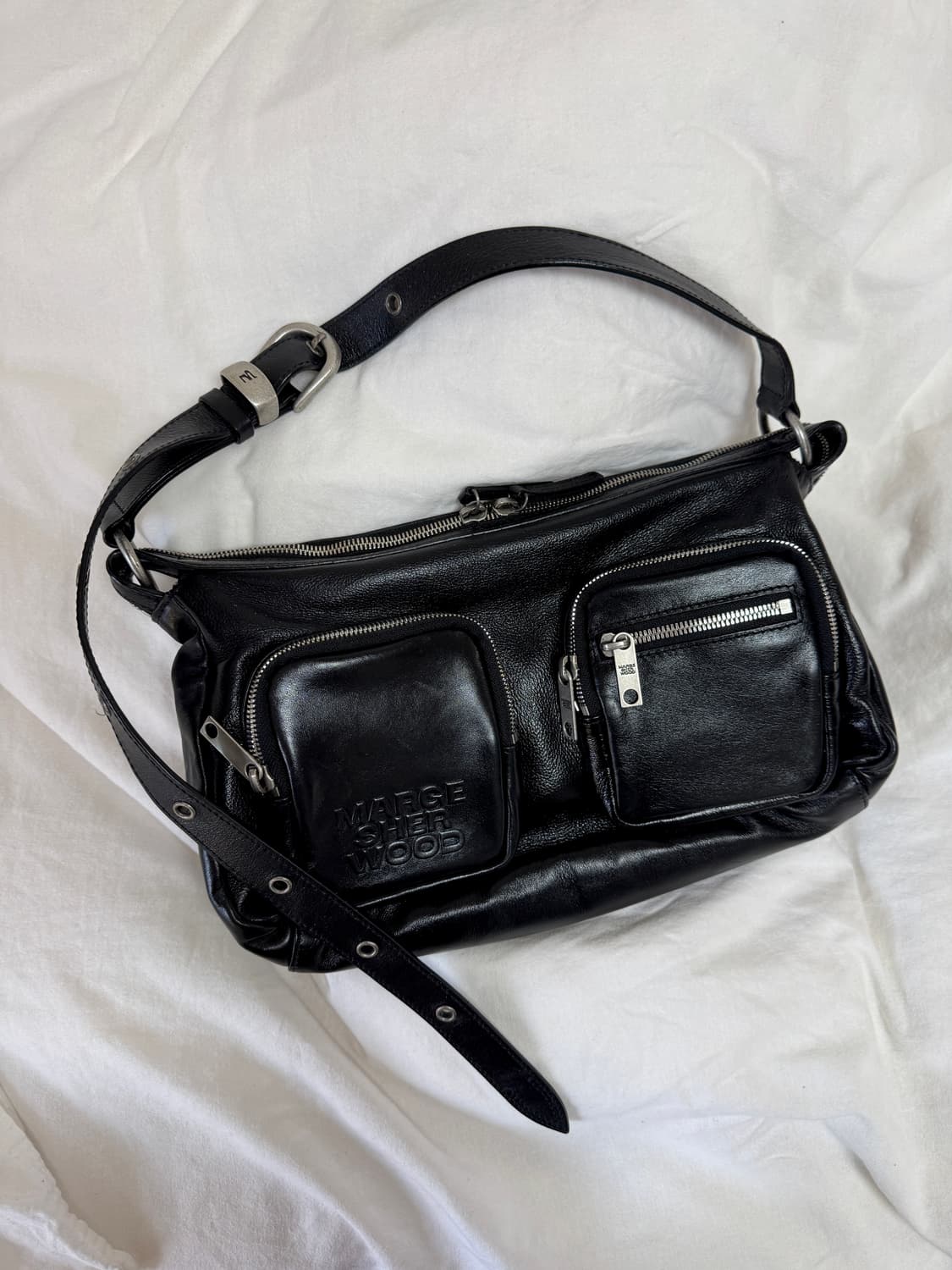 마지셔우드) 호보백 블랙 가죽 숄더백 상품이미지3