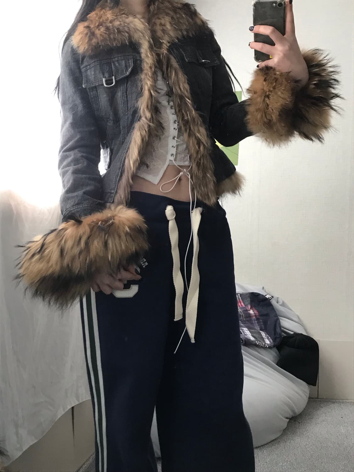 빈티지 데님 퍼자켓 상품이미지1