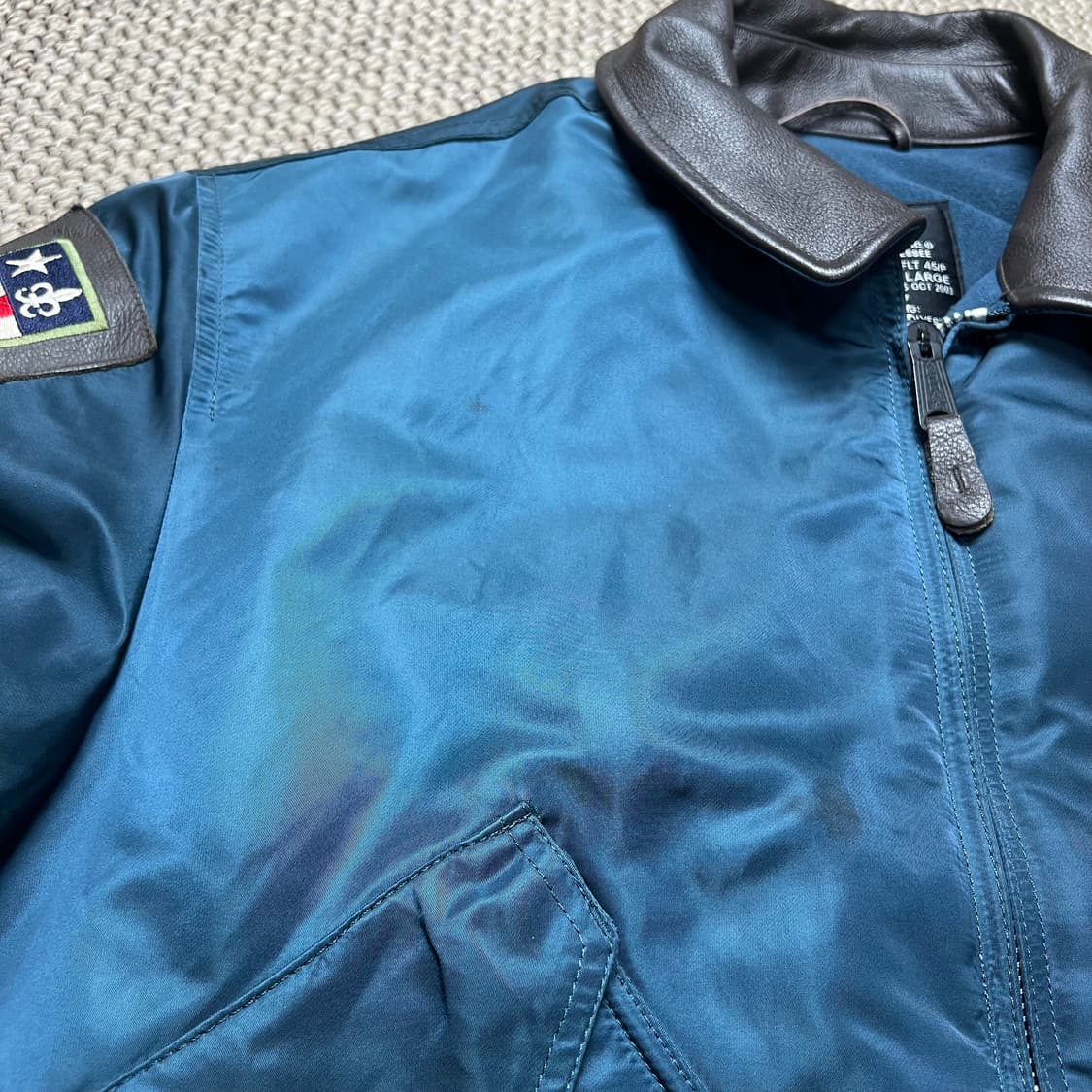 알파인더스트리 CWU-45P 레더 카라 항공 자켓 L 상품이미지6