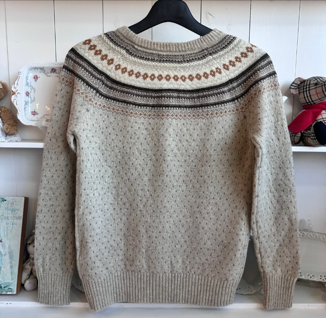 패턴 울 가디건 베이지 상품이미지4