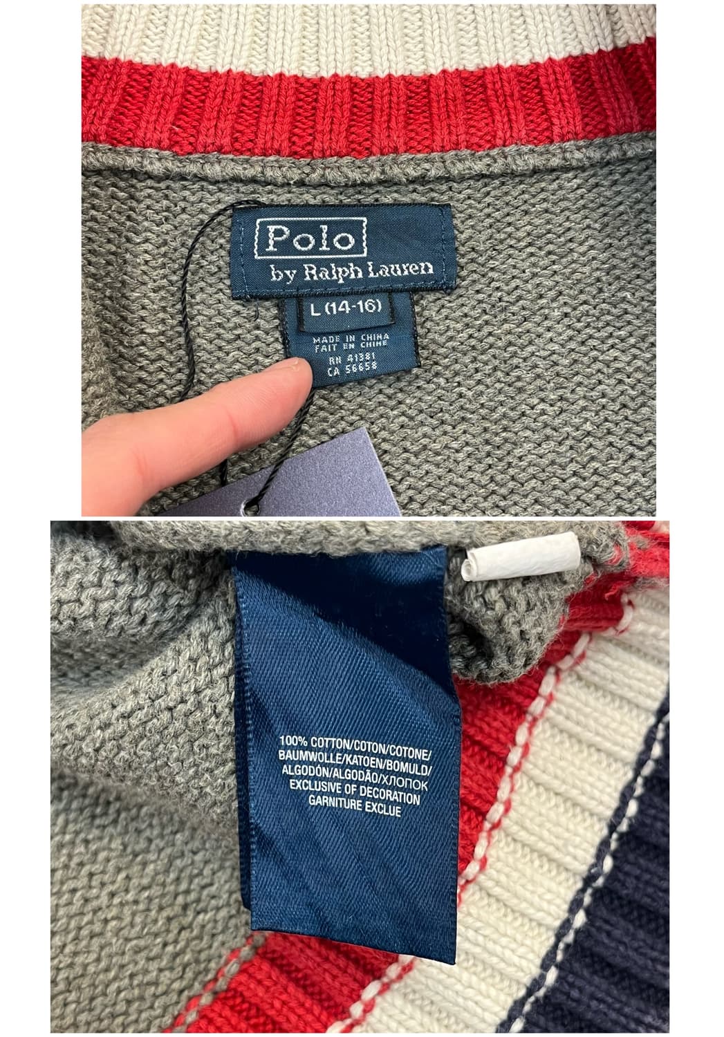 폴로 랄프로렌 빅포니 니트 집업 그레이 키즈 L #csz2170 상품이미지4