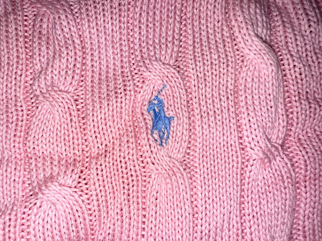 폴로 랄프로렌 케이블 니트 코튼 크루넥 스웨터 M / 카라멜 핑크 상품이미지4