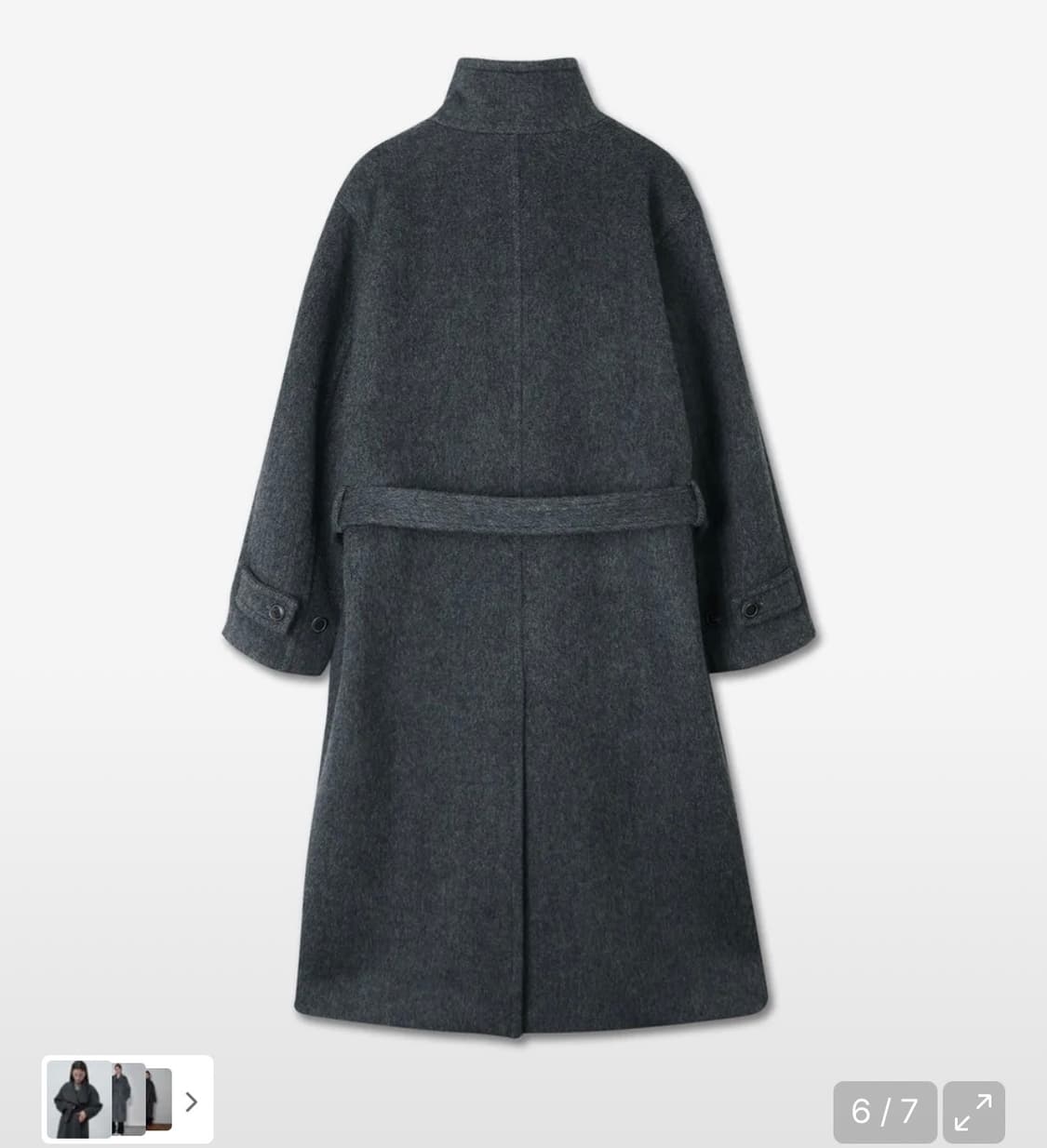 미치코런던 코시노 벨티드 발마칸 울 코트 차콜 상품이미지3