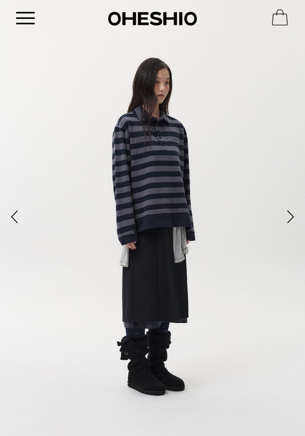 오헤시오 레이어드 롱스커트 네이비 상품이미지2