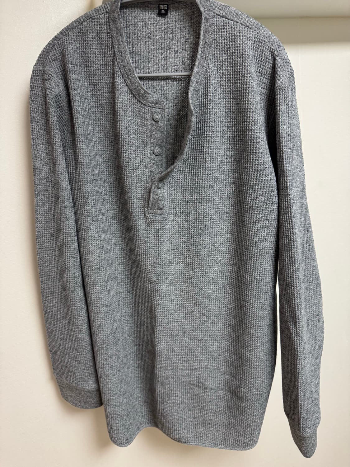 [XXL/택만 제거한 새제품]유니클로 와플 헨리넥 티셔츠 상품이미지5